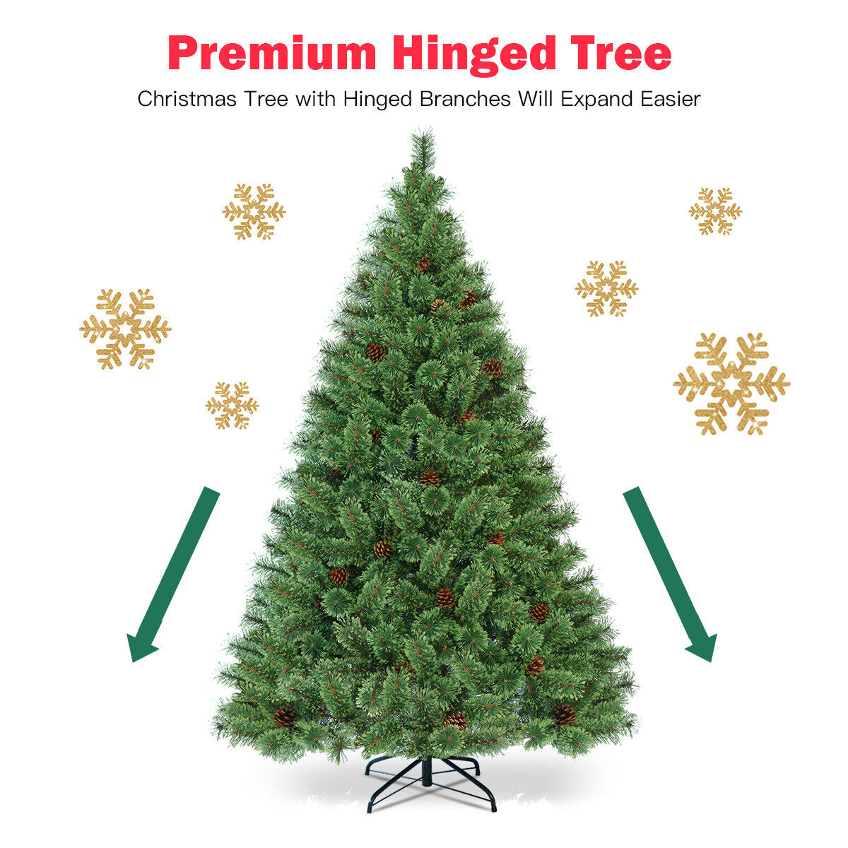 1.8M Christmas Tree Pre-Lit 260 LED Full Xmas Home Decoration Pine Needle Tree
