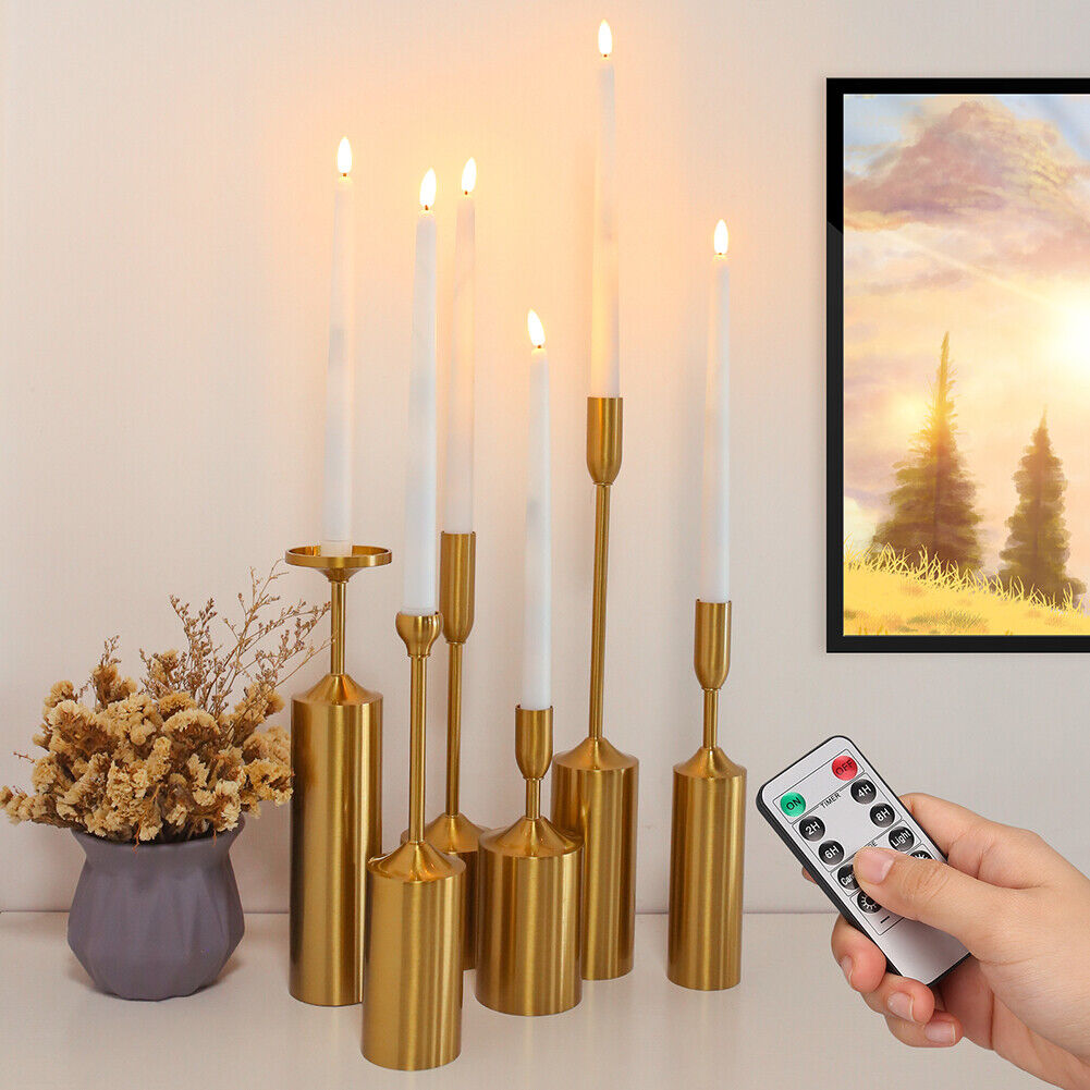 6Pcs Battery Operated LED Flameless Flickering Taper Candle