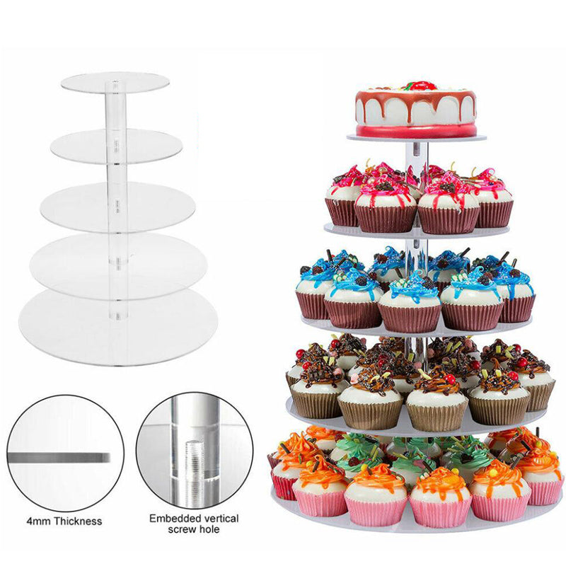 5 Tier Acrylic Round Cupcake Cake Stand