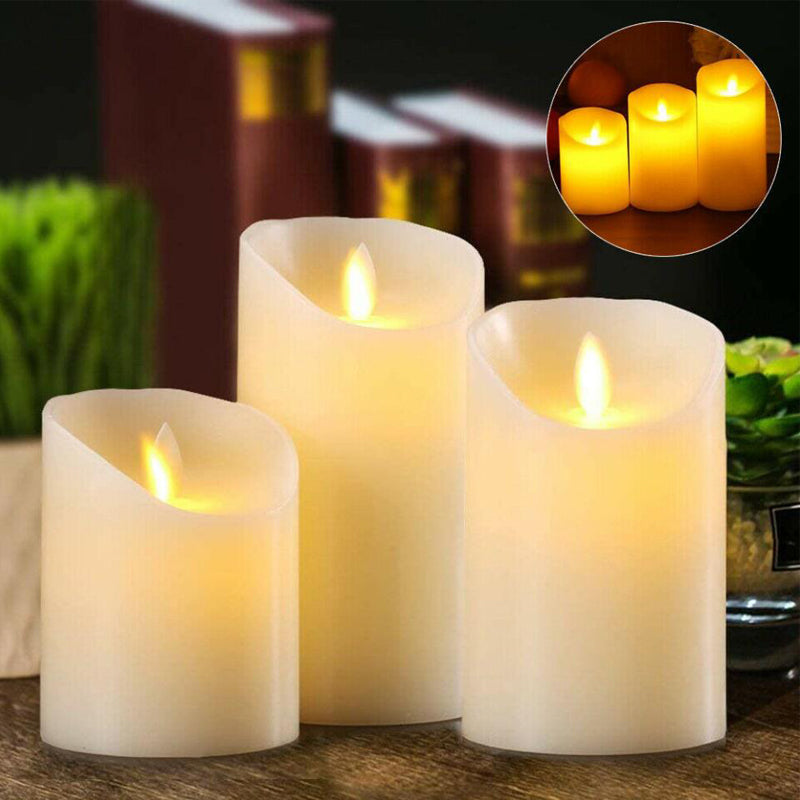 3PCS Flameless LED Candle Moving Dancing Wick Candles  Wedding Event