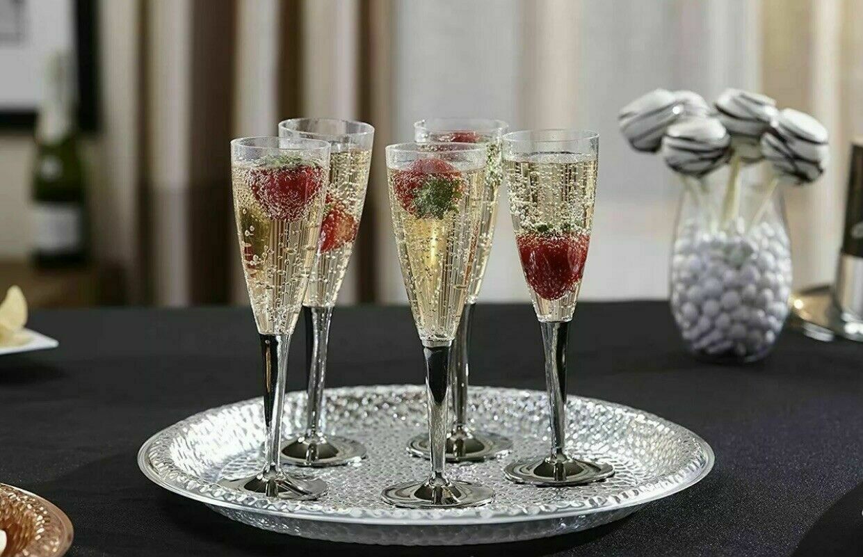 40PCS Premium Mozaik Disposable Plastic Wine Champagne Drink Glasses