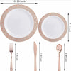 200 Pcs Rose Gold Plastic Plates Silverware Cups Disposable Wedding Party Supplies