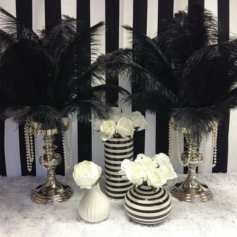 10PCS- Black Ostrich Feather DIY Crafts Feathers Wedding Party  Decoration