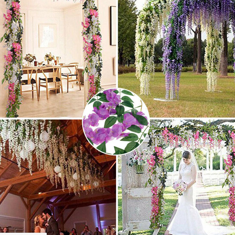 Artificial Fake Flowers Silk Wisteria Vines Hanging Wedding Party