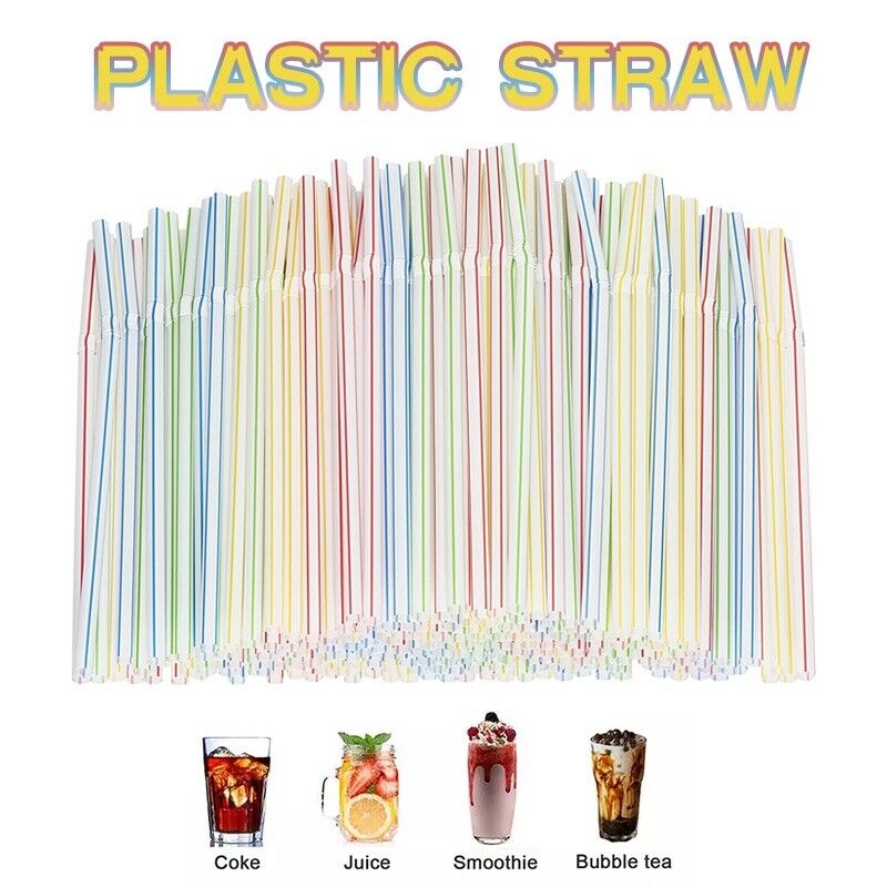 1000-2000PCS Colorful Bendable Drinking Straws Disposable Plastic Party Straws