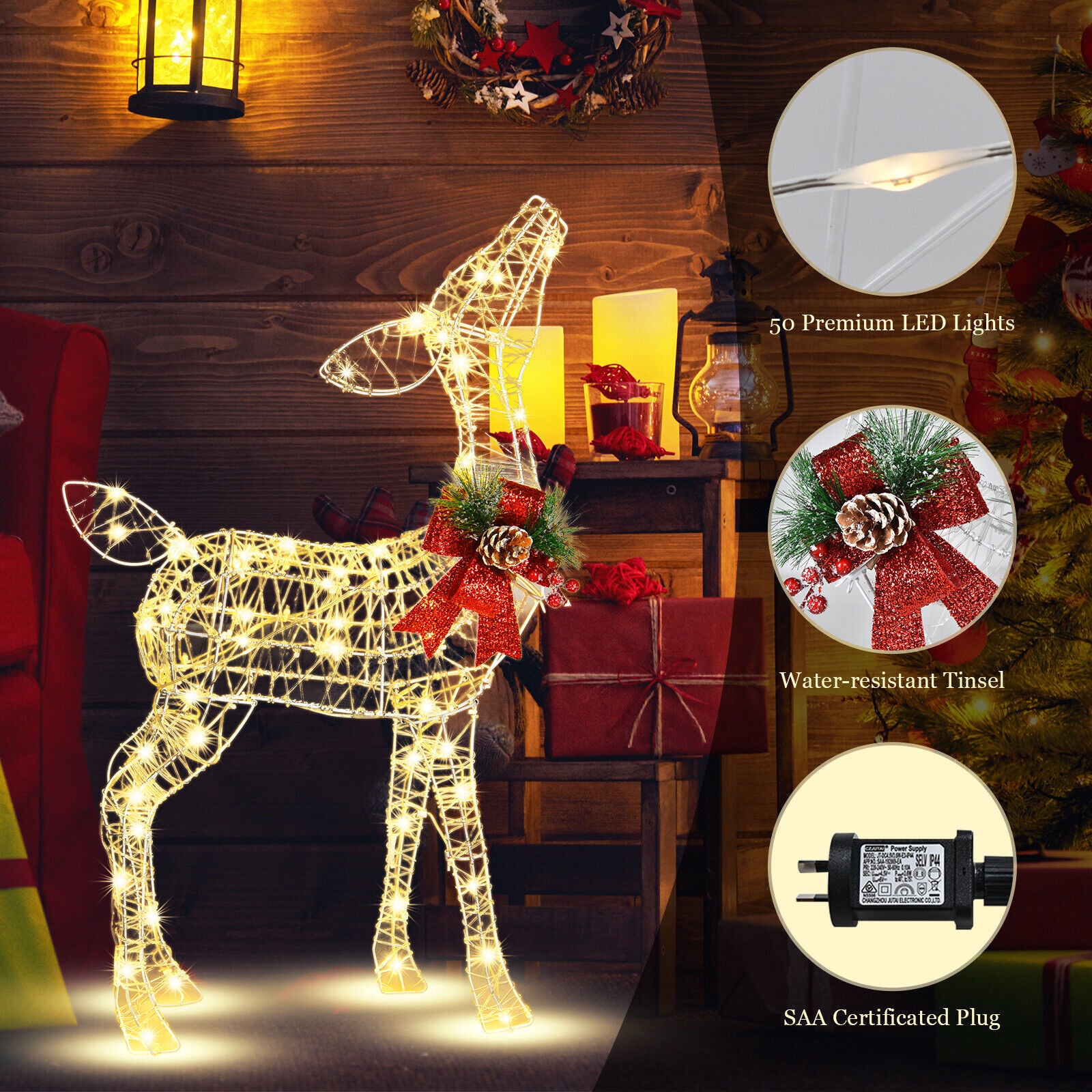 50 LED Christmas Reindeer Xmas Decoration