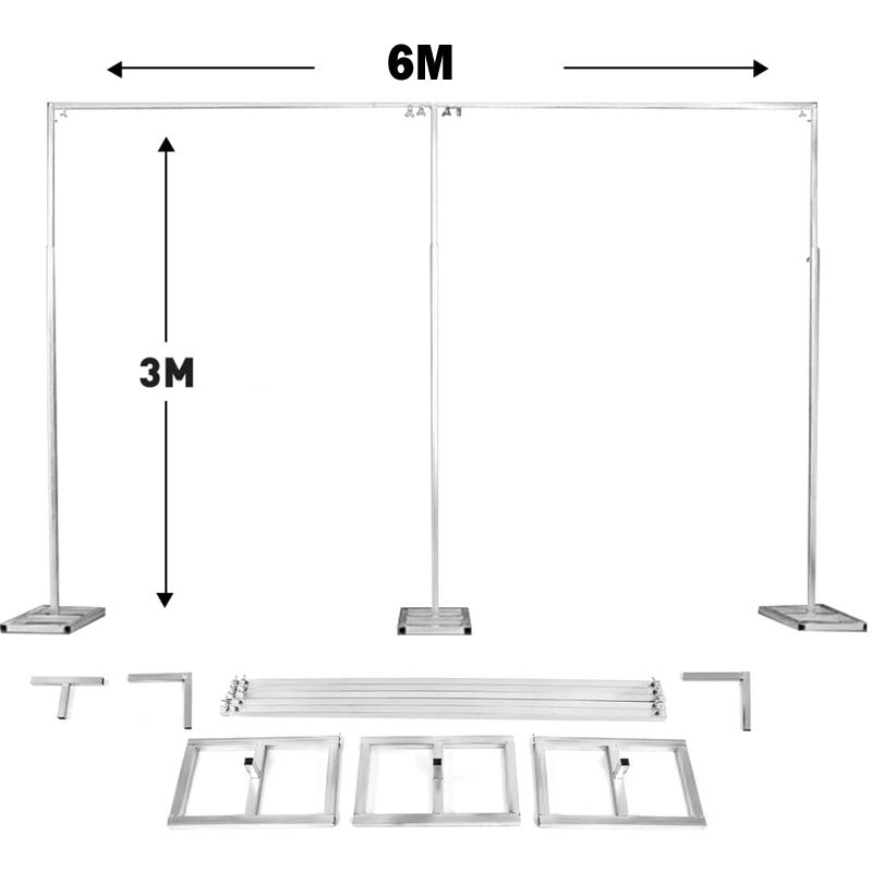 3X6M Adjustable Wedding Backdrop Stand Telescopic Party Background Support