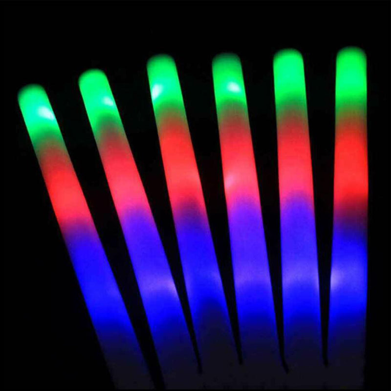 25PCS LED Light up Foam Sticks RGB Thunder Raves Glow Stick Flashing Event Party