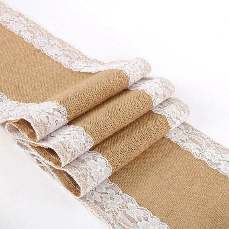 Hessian Burlap Wedding Lace Rustic Vintage Table Runner 30x275cm ...