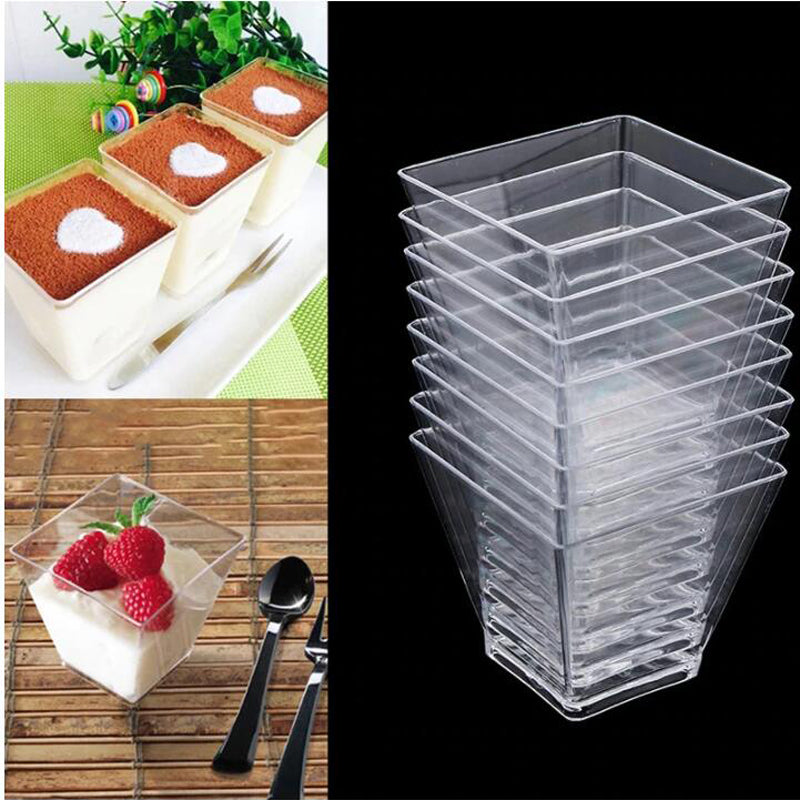 Party Mousse Cake Dessert Cups Clear Plastic Drink Jelly Tumbler Event