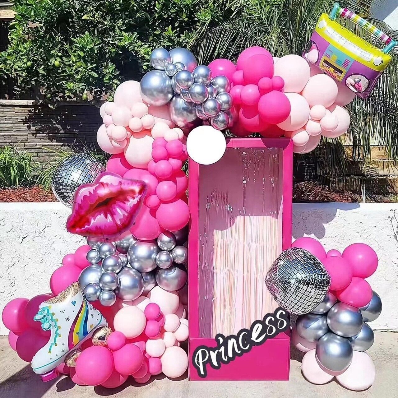 Hot Pink Barbie Balloon Garland Arch Kit Birthday Party Decoration-132PCS