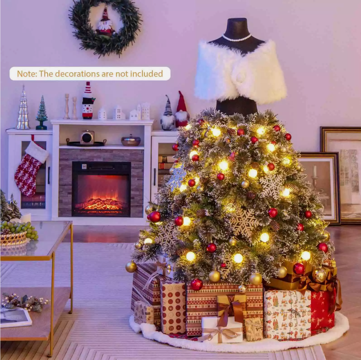 Pre-lit 150CM 50 LED Mannequin Christmas Tree Dress Form Xmas Decor with 465 Branch Tips