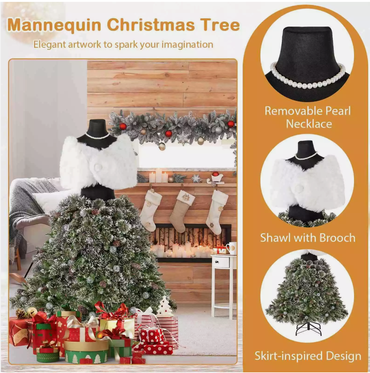 Pre-lit 150CM 50 LED Mannequin Christmas Tree Dress Form Xmas Decor with 465 Branch Tips