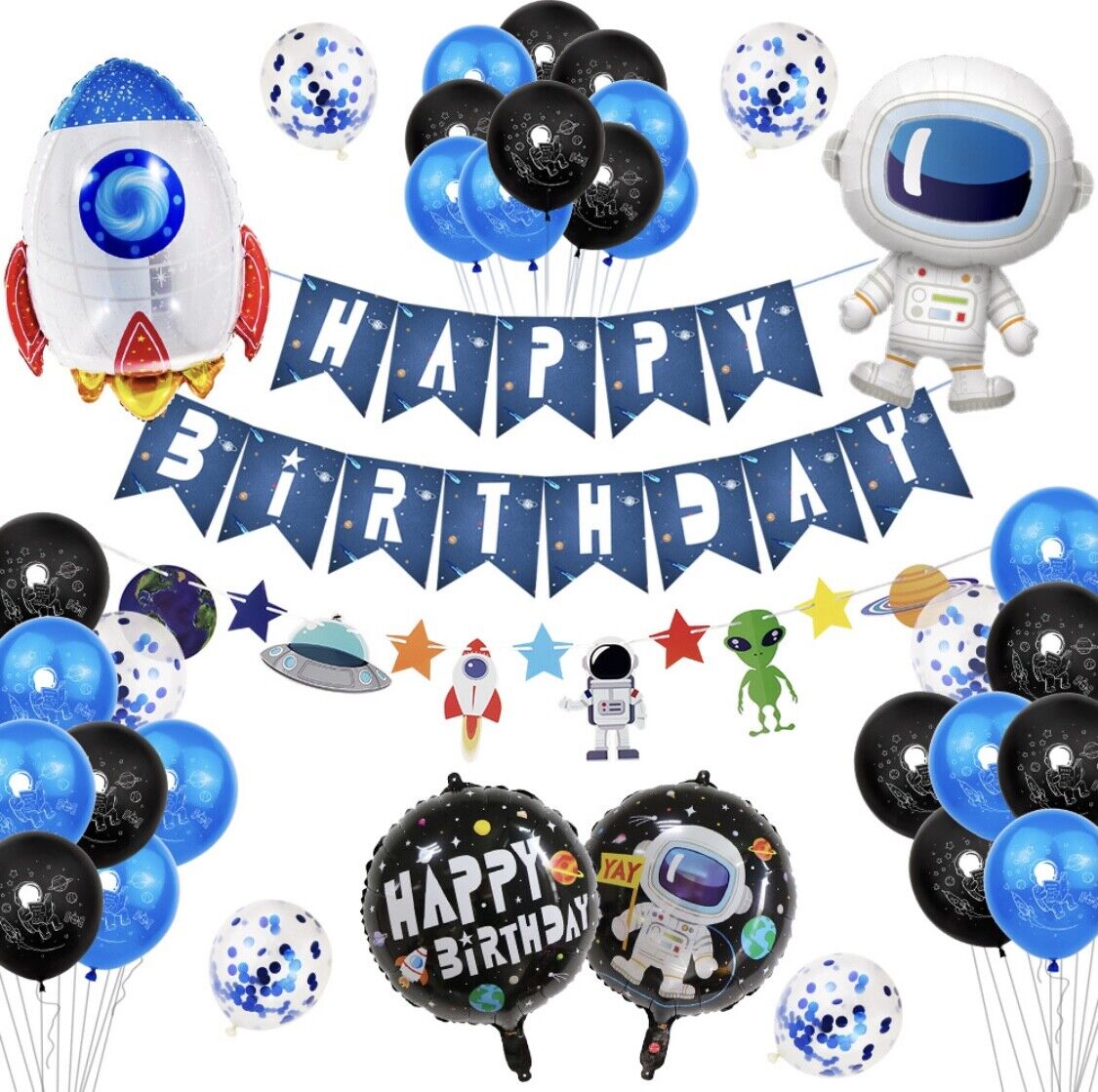 Spaceman rocket theme Space Balloon Set universe flag Kids birthday party