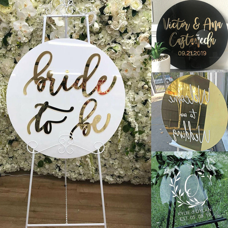 Round Acrylic Board Wedding Welcome Sign Circle Baby Shower Engagement - 60CM