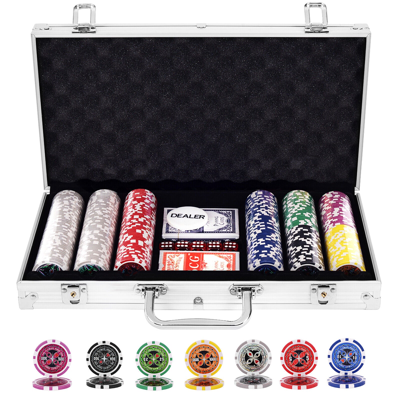 300 PCS Party Game Casino Poker Chip Set with Aluminum Case