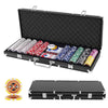 500 PCS Party Game Casino Poker Chip Set with Aluminum Case