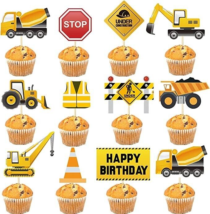 48PCS Construction Party Supplies for Birthday Dump Truck and Digger Balloons