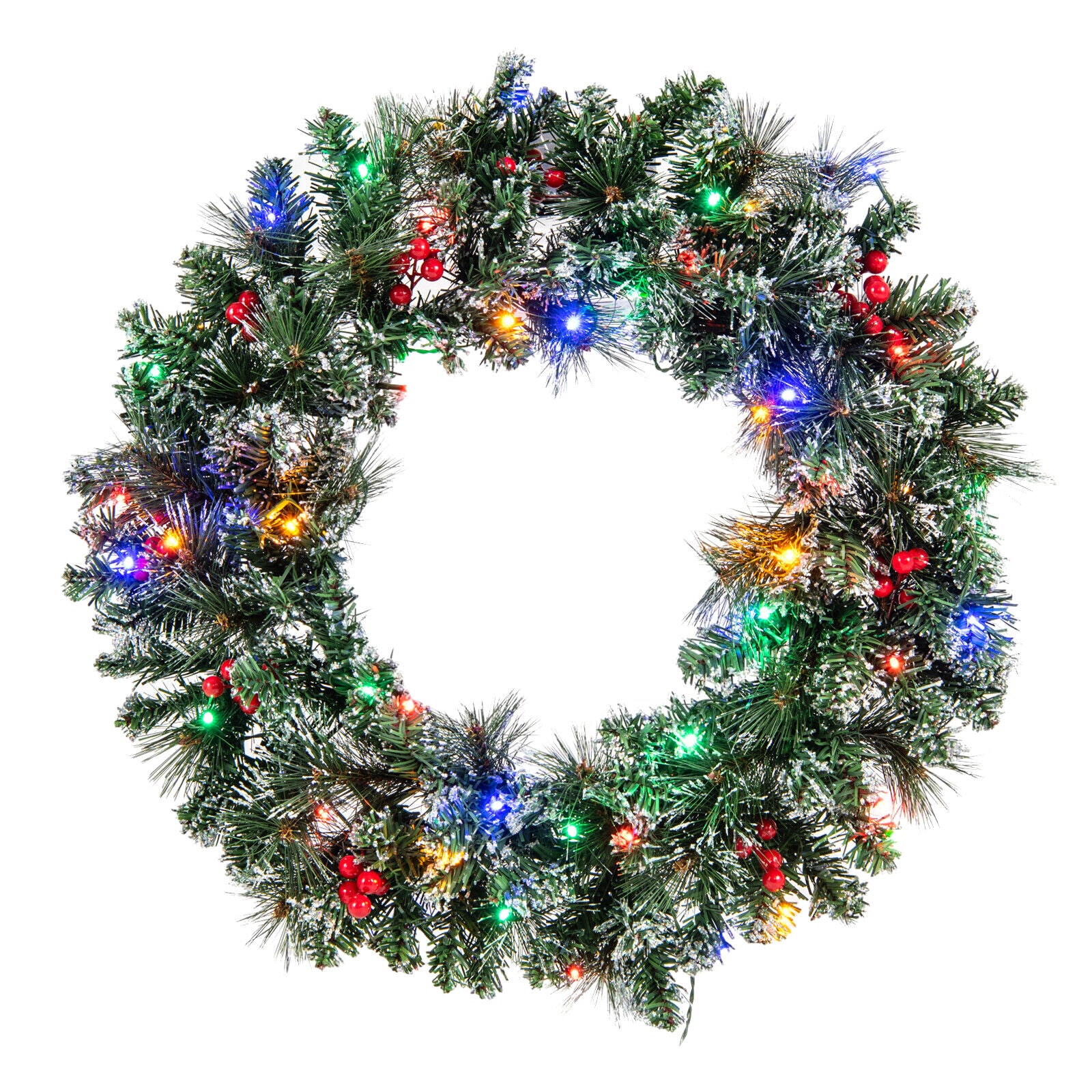 Battery-operated Artificial Christmas Wreath Front Door Wreath Pre-lit Xmas Decor