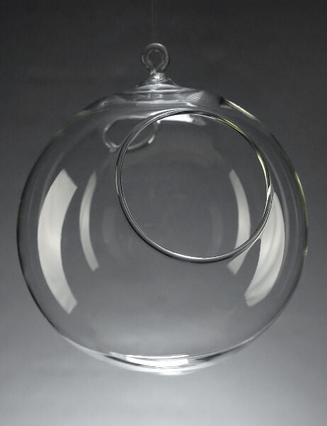 8CM clear glass ball sphere tree hanging tea light candle holder - 6PCS