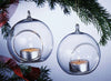 LARGE 15CM clear glass ball sphere tree hanging tea light candle holder - 10PCS