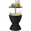 NEW 3 in 1 Rattan Cooler Bar Table Adjustable Ice Bucket Party Barbecue 30L