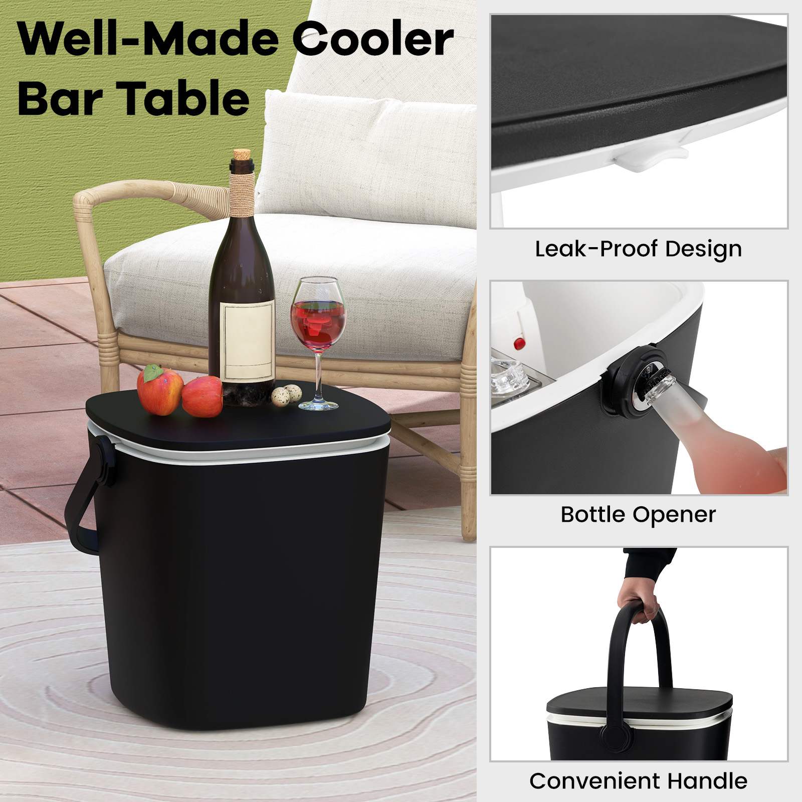 NEW Portable Outdoor Cooler Bar Bucket Table Furniture Patio Poolside Storage 15L