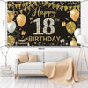 Extra Large Black Gold 18th Birthday Happy Birthday Banner Decorations Backdrop