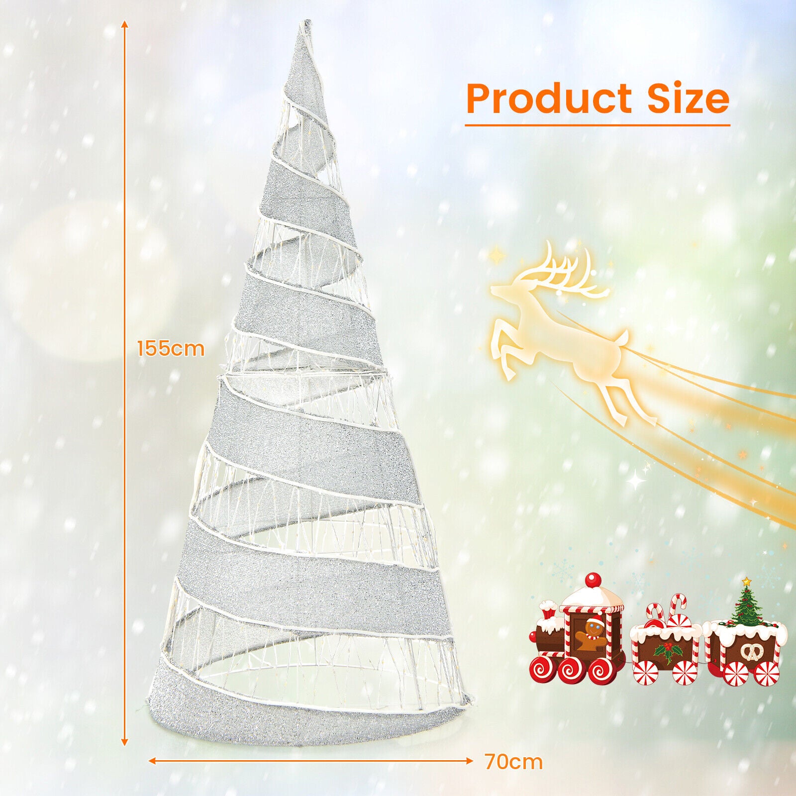 550 Led Lights Pre-lit Christmas Artificial Cone Tree Spiral Conic Tree Xmas Light-up Decor