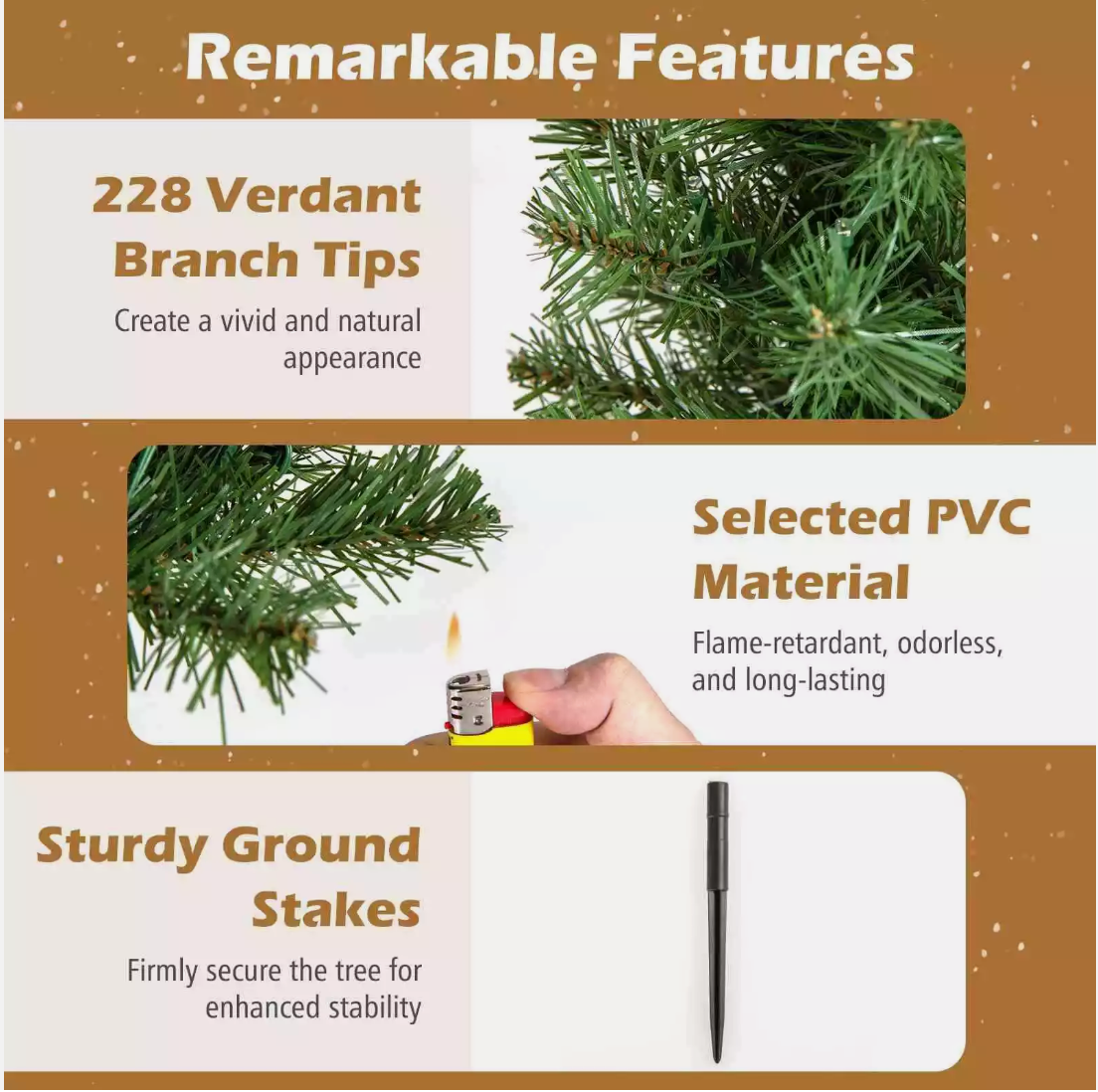 6pcs 45CM 120 LEDs Solar Powered Pre-Lit Christmas Tree  with 8 Modes