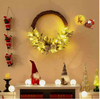 Pre-lit Snowy Christmas Wreath Natural Rattan with 35 LED Lights and 8 Pine Cones