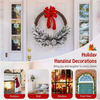 Pre-lit Snowy Christmas Wreath Natural Rattan with 35 LED Lights and 8 Pine Cones