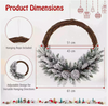 Pre-lit Snowy Christmas Wreath Natural Rattan with 35 LED Lights and 8 Pine Cones