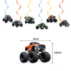 38PCS Cartoon Monster Jam Theme Backdrop Birthday Party Decorations Supplies Set