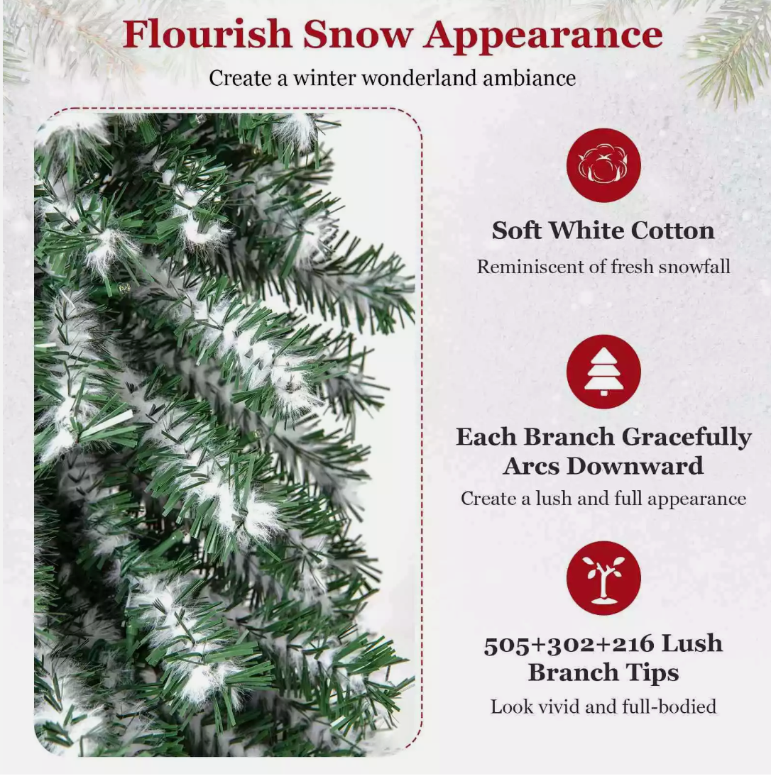 3pcs Artificial Christmas Pencil Xmas Tree with Realistic Accumulated Snow