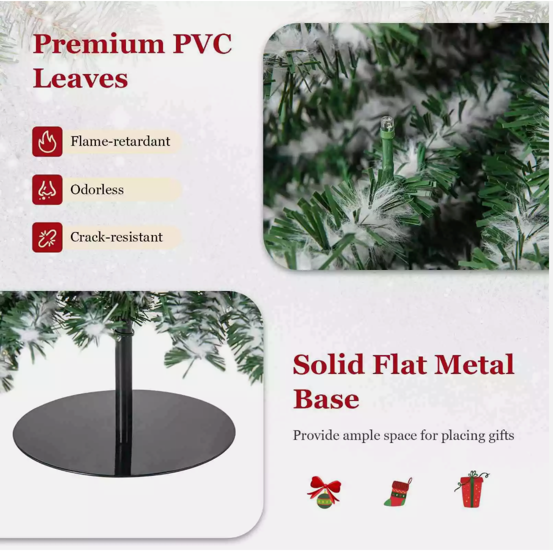 3pcs Artificial Christmas Pencil Xmas Tree with Realistic Accumulated Snow