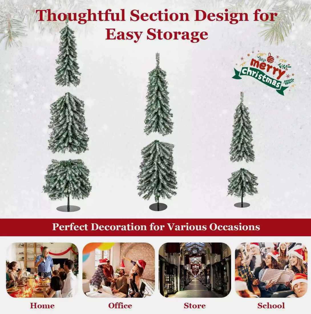 3pcs Artificial Christmas Pencil Xmas Tree with Realistic Accumulated Snow
