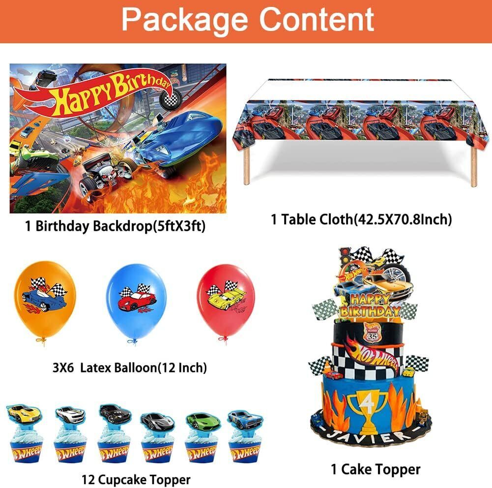 NEW Hot Wheels Theme Party Set Party Supplies Kids Children Birthday Decoration