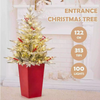 1PCS 122CM Pre-lit Potted Snowy PE Christmas Tree 313 Tips 100 LEDs 12 Berries