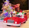 2.35M Lighted Christmas Inflatable Santa Claus and Reindeer Riding Car Xmas