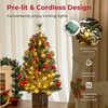 2pcs 90 CM Pre-lit Entrance Potted Christmas Tree for Porch