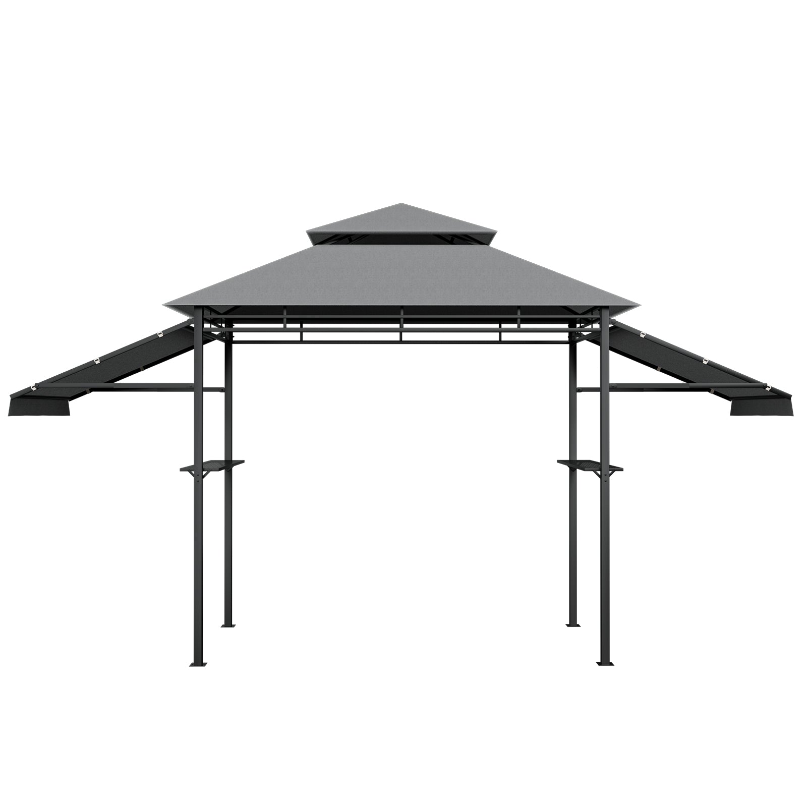 Large 413 x 122cm Outdoor Patio BBQ Grill Gazebo Side Awnings Shelves 2-Tier Canopy AU