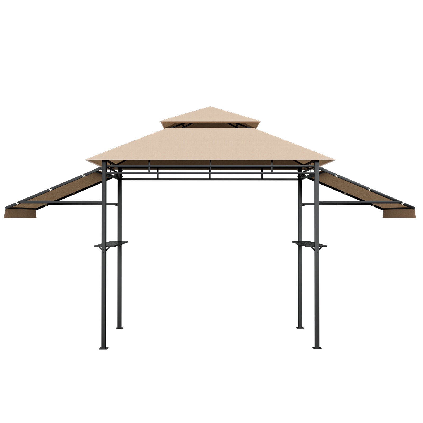 Large 413 x 122cm Outdoor Patio BBQ Grill Gazebo Side Awnings Shelves 2-Tier Canopy AU