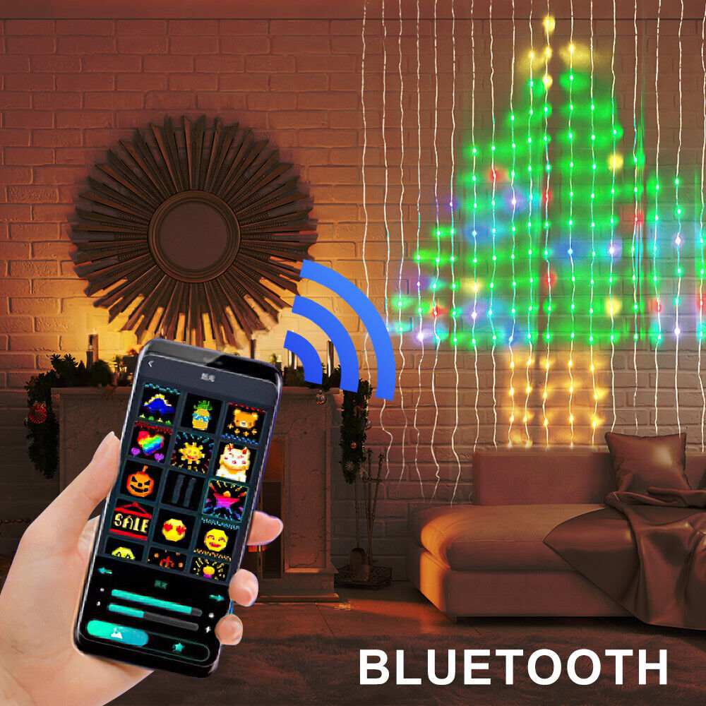 LED RGB Smart Curtain String Decor Light App Controlled Christmas Party