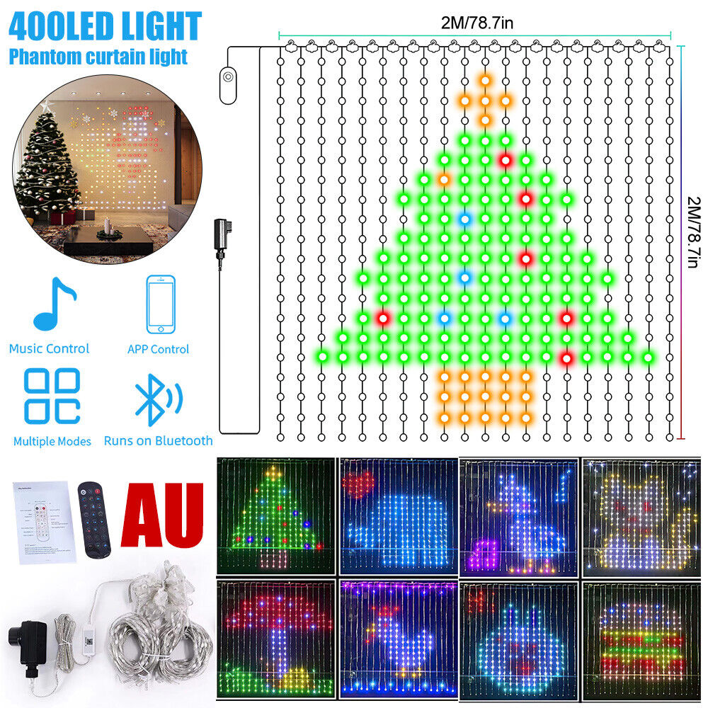 LED RGB Smart Curtain String Decor Light App Controlled Christmas Party