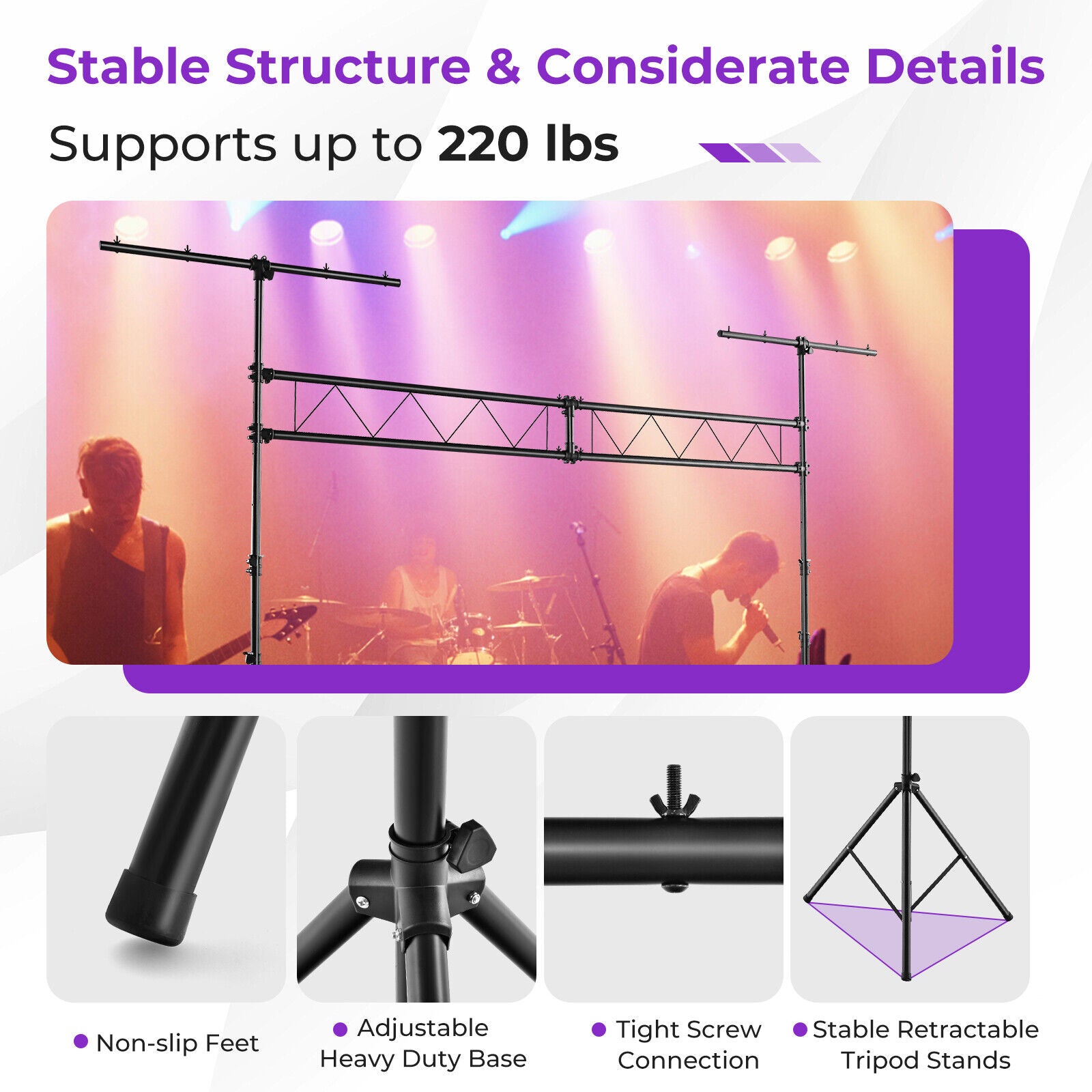4M Heavy Duty Metal Portable Lighting Truss System DJ Light Stand ...