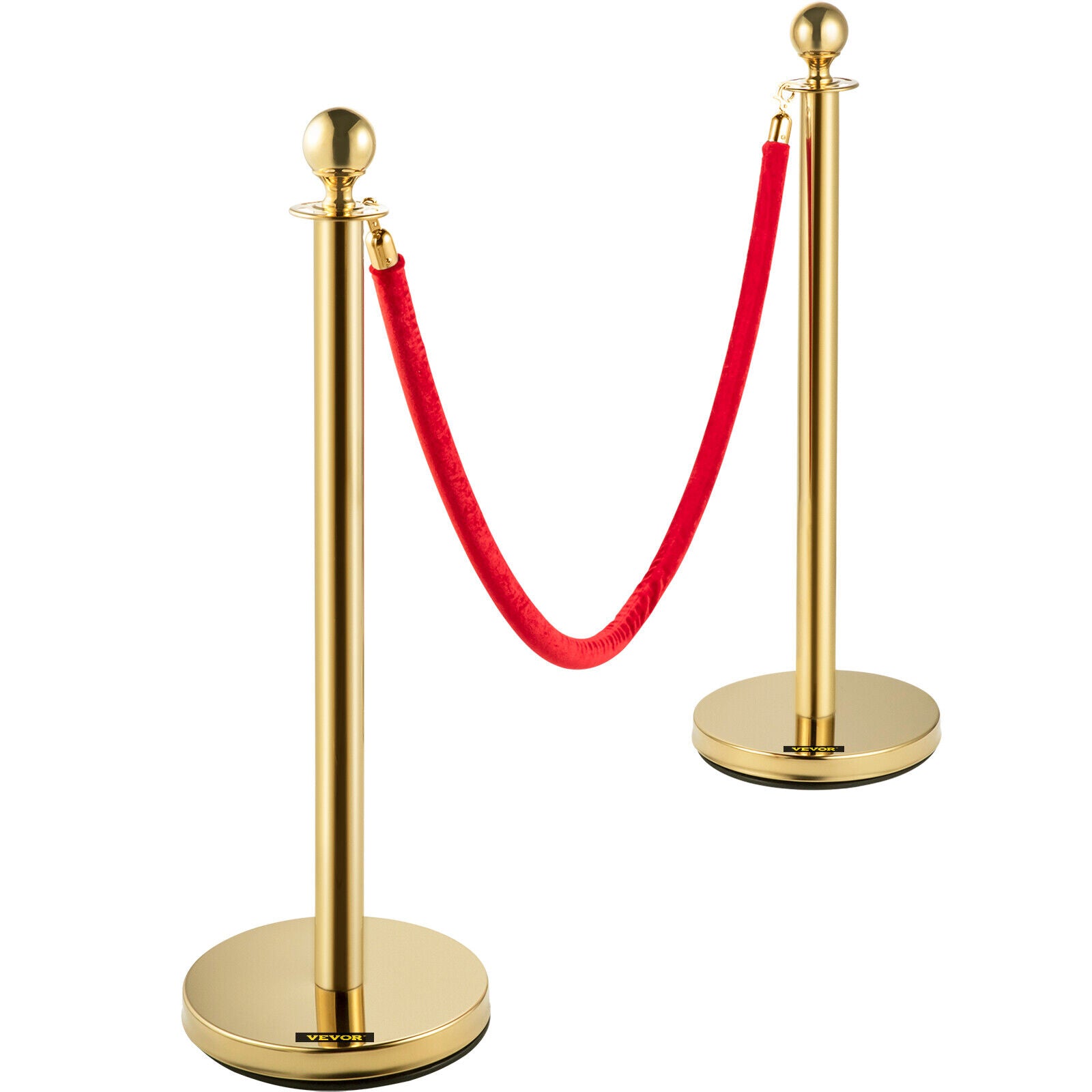 4PCS Queue Barriers With 3 Ropes Exhibition Crowd Control Bollards Stanchion