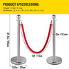 6Pcs Stainless Steel Crowd Control Queue Barrier Posts Bollards Stanchion