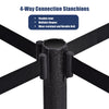 6Pcs Stanchion Post Crowd Control Barriers with Retractable Belt Black