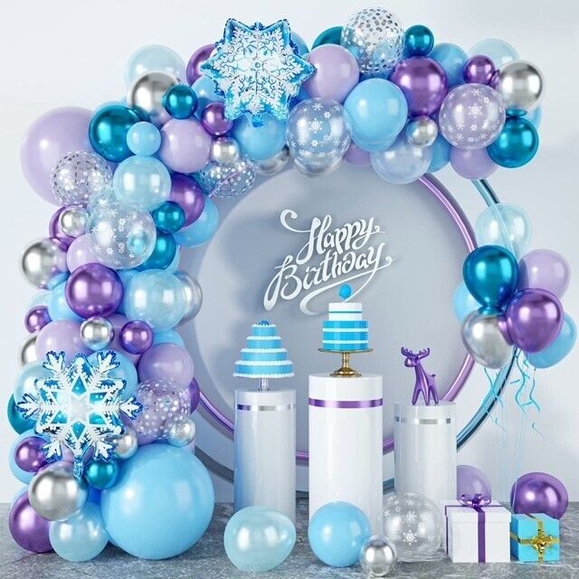 Metallic Blue Frozen Balloon Set Garland Arch Kit Birthday Party Decor AU-94PCS